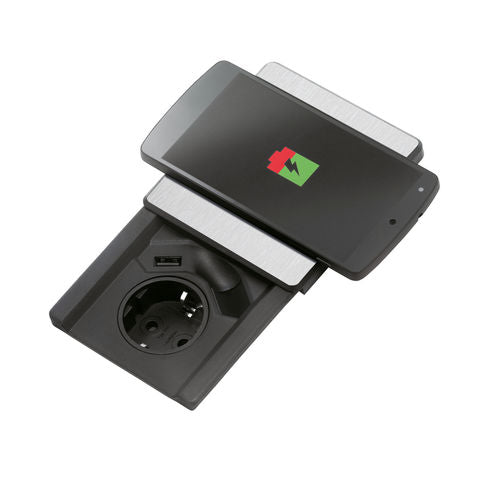 Naber Evoline® Square-USB Qi mit Schukosteckdose - 8031158