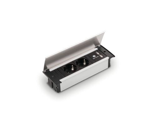 Naber Kapsa-USB mit Schukosteckdosen, Deckel edelstahlfarbig - 7053069