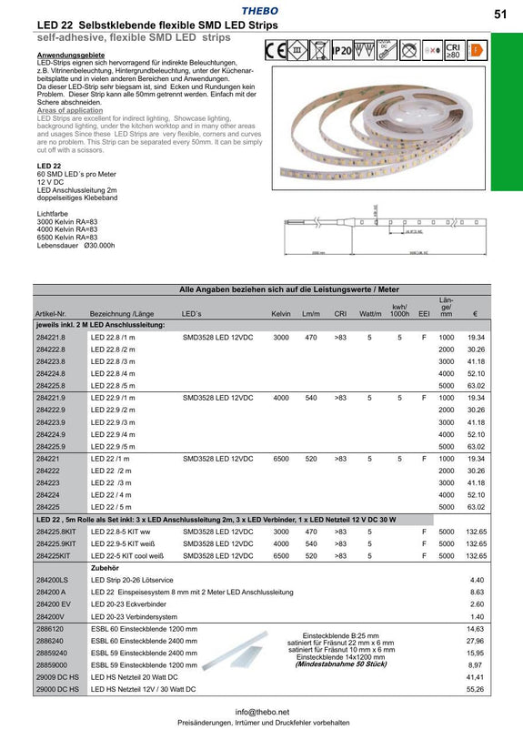 Thebo LED 22 selbstklebender LED-Strip – Produktabbildung
