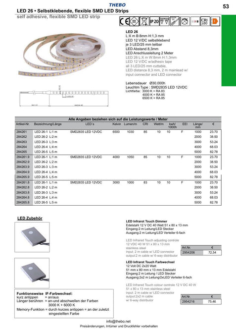 Thebo LED 26 selbstklebender LED-Strip – Produktabbildung