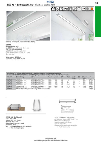 Thebo LED 70 Einfräsprofil Aluminium 300 mm – Produktabbildung