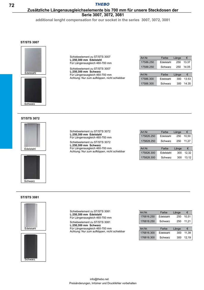 Thebo Längenausgleich ST/STS 3072 Schwarz – 250 mm