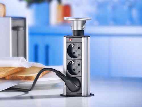 versenkbare Steckdose 3Fach Thebo VST19 Steckdose Alu- 17197