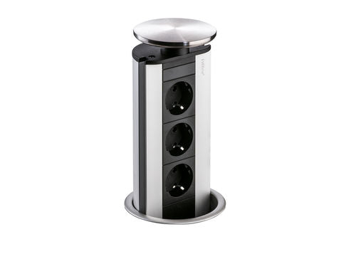 Naber Evoline® Port 2 mit Schukosteckdosen, Deckel Edelstahl - 8031131