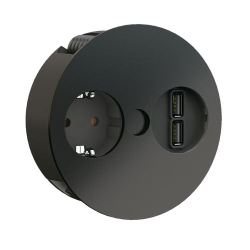 Naber Twist USB mit Schukosteckdose, schwarz matt - 7053171