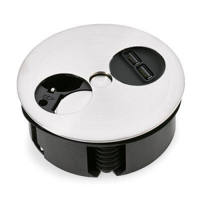 Naber Twist USB mit belgischer/französischer Steckdose, edelstahlfarbig - 7053173
