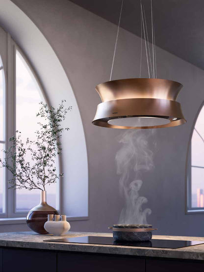Falmec Dama Circle.Tech Inselhaube Ø 60 cm Kupfer – Küchenansicht