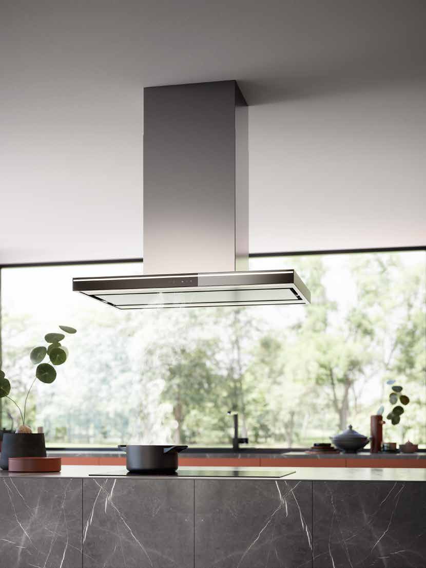 Falmec Lumina NRS Inselhaube 90 cm Edelstahl in moderner Küche