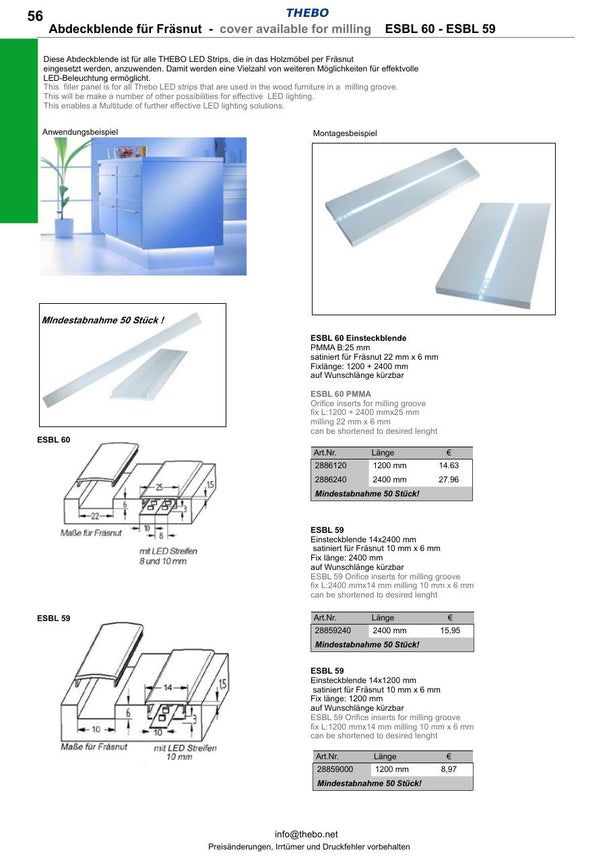 Thebo ESBL 59 Einsteckblende – technische Produktabbildung