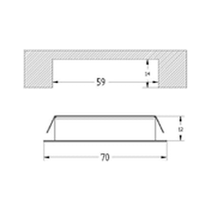 Abmessungen Thebo P-LED 89 SMD 29591406.9: Außendurchmesser 70 mm, Einbauausschnitt 59 mm