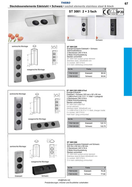 Thebo ST 3081/200 Energie-Ecksäule Schwarz – Produktabbildung